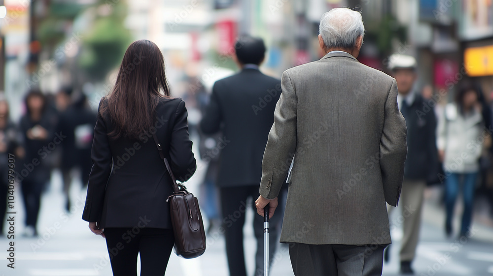 Fototapeta premium オフィス街を行く多様な人々