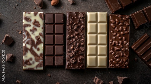 Chocolate Bars Displaying Rich Flavors and Unique Textures photo