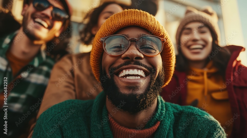 A group of diverse friends sharing a joyful moment, smiling widely and enjoying each other's company in a sunny outdoor setting, celebrating unity and happiness. A group of diverse friends sharing a joyful moment, smiling widely and enjoying each other's company in a sunny outdoor setting, celebrating unity and happiness.