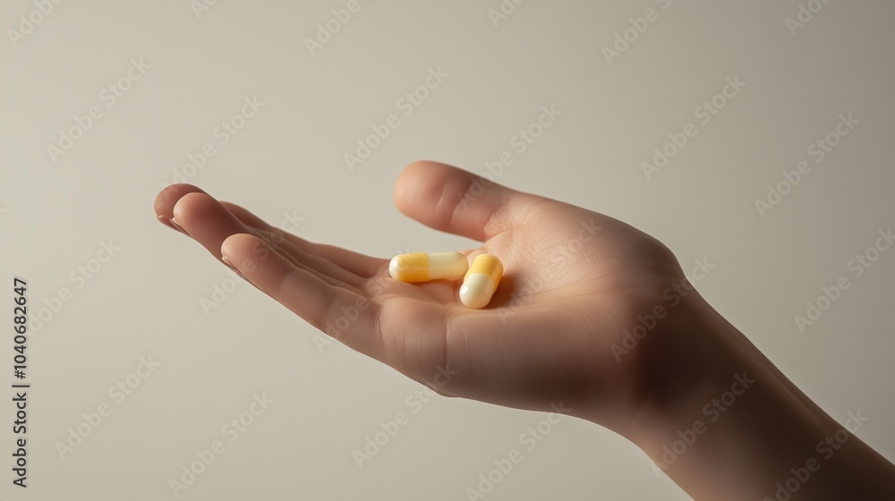 Hand Holding Colorful Pills and Capsules