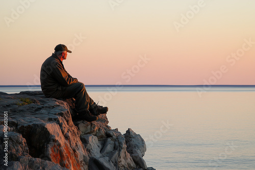 person watching the sunset. nostalgia