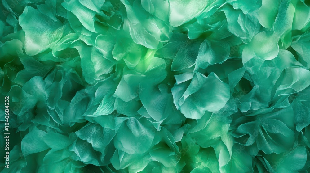 An abstract pattern of lush green overlapping petals, this image showcases nature-inspired elegance with a modern twist, creating a sense of freshness and calm. An abstract pattern of lush green overlapping petals, this image showcases nature-inspired elegance with a modern twist, creating a sense of freshness and calm.