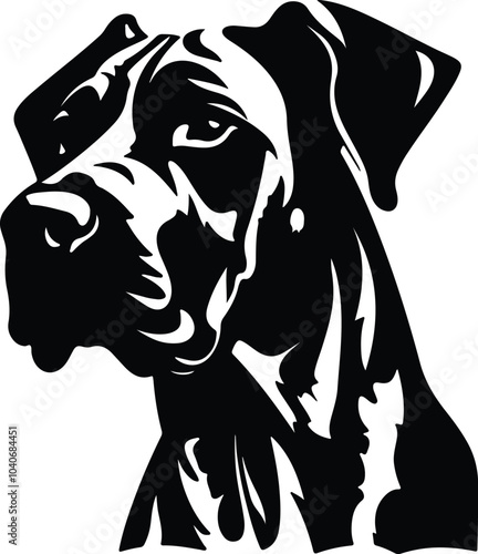 Black silhouette of great Dane head