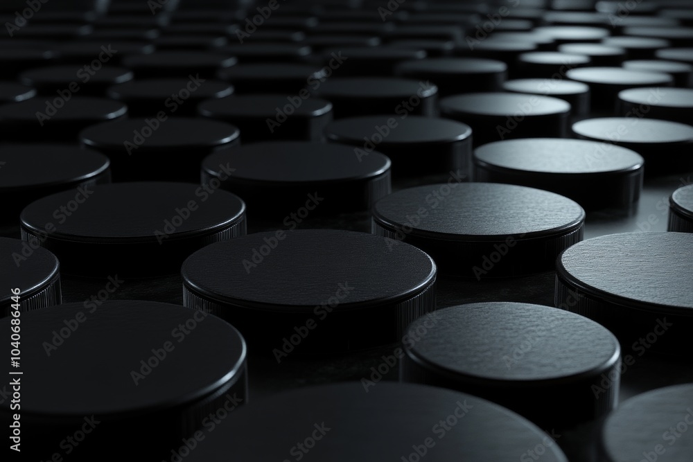 Fototapeta premium A close-up shot of a repeating pattern of black circles, creating a textured and abstract design.