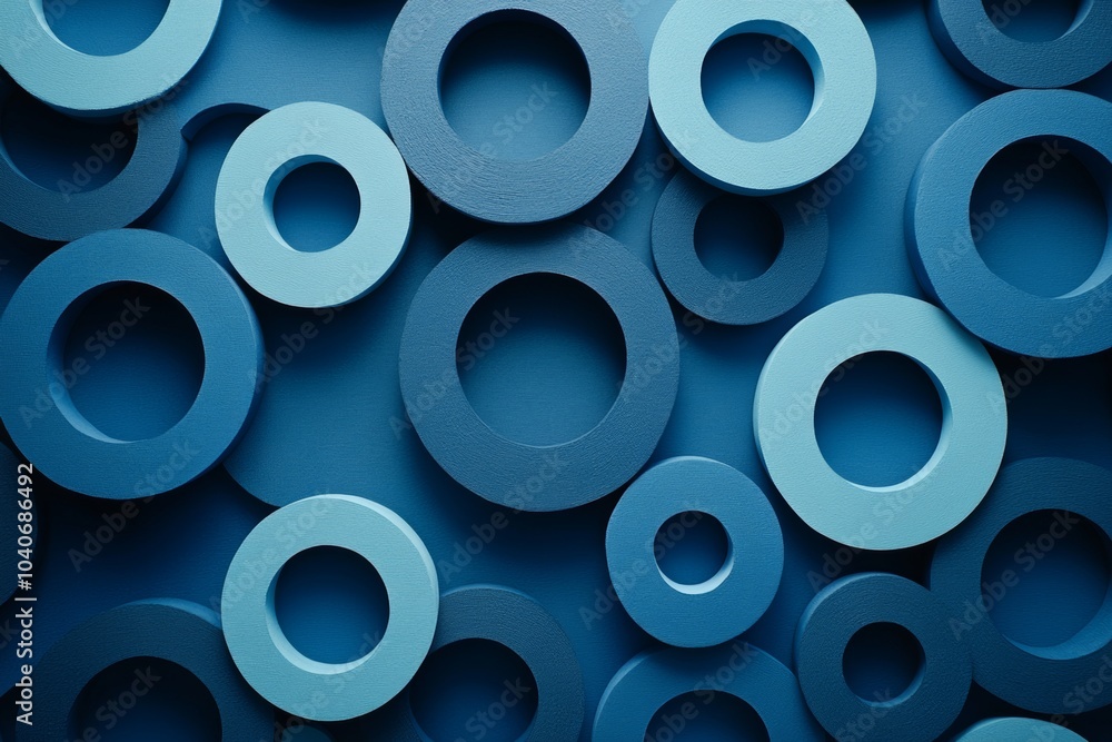 Abstract blue circles on a blue background. A creative design with different sizes and depths of blue. Abstract blue circles on a blue background. A creative design with different sizes and depths of blue.