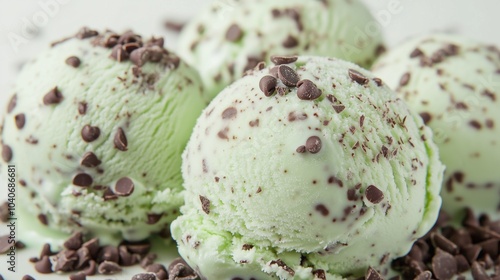 Mint Chocolate Chip Ice Cream Close-Up