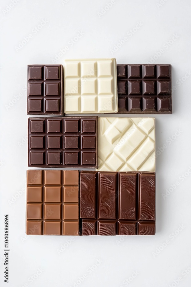 Assorted Chocolate Bars on White Background Assorted Chocolate Bars on White Background