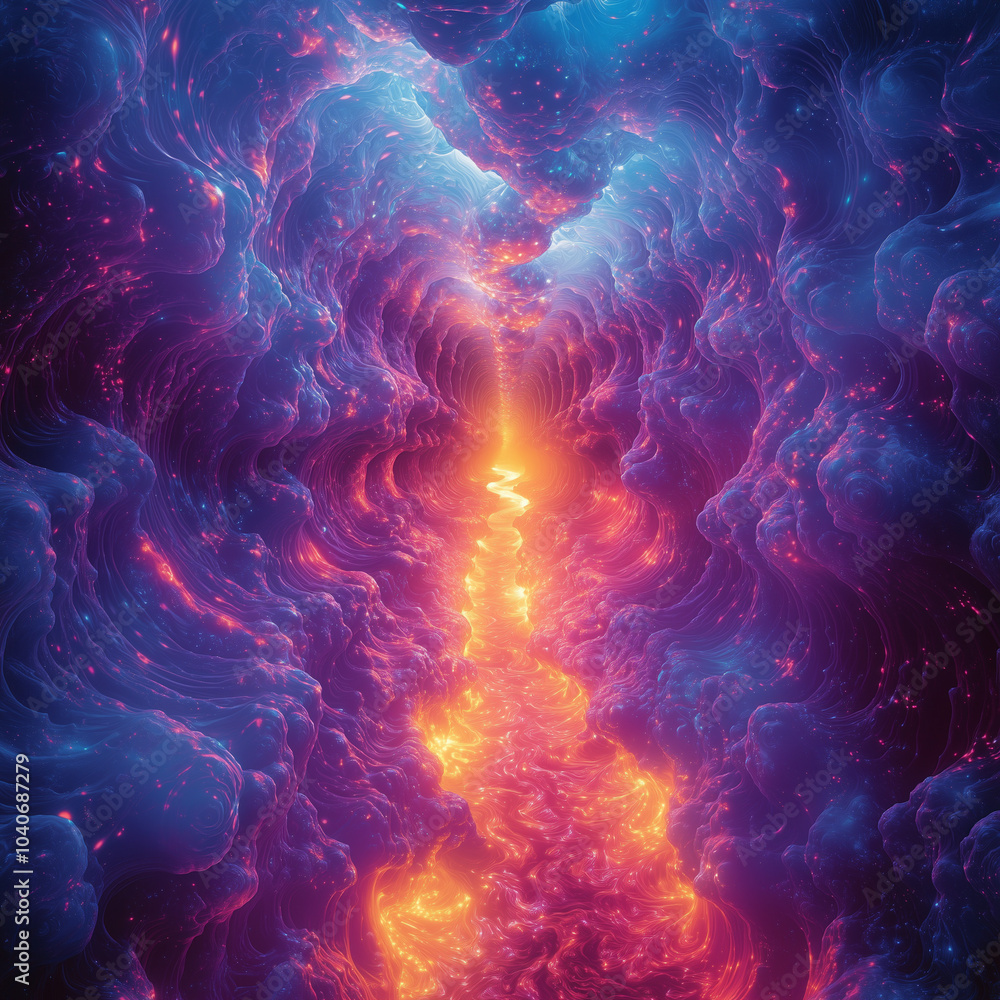 cosmic rift with fiery core and cool blue edges resembling a birth of a star in nebula clouds cosmic rift with fiery core and cool blue edges resembling a birth of a star in nebula clouds