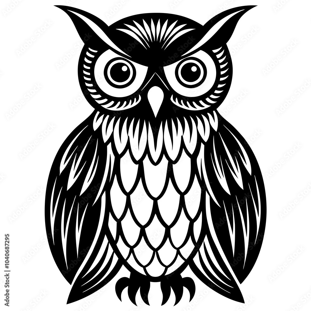 owl silhouette on white background owl silhouette on white background