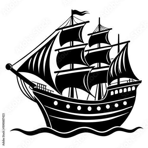ship silhouette on white background