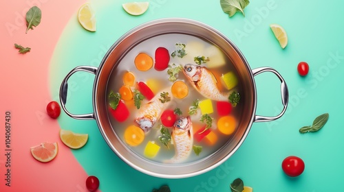  Fish Soup with Fresh Vegetables and Herbs photo