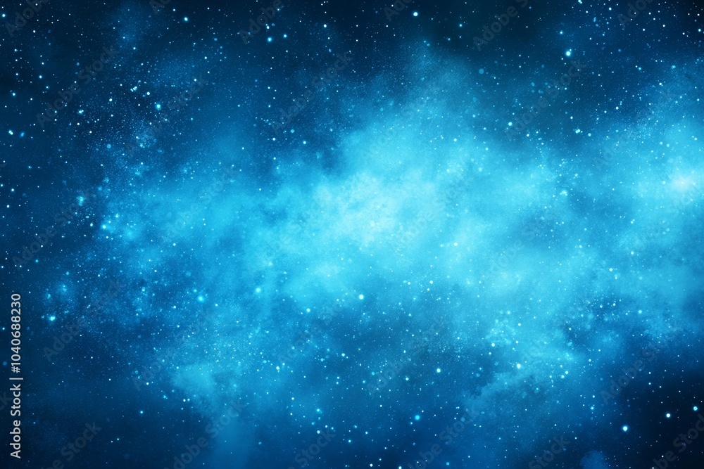 A stunning view of the night sky with a blue nebula and twinkling stars. A stunning view of the night sky with a blue nebula and twinkling stars.
