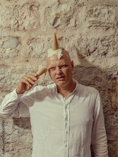 A Creative and Unique Hairstyle Featuring Ice Cream Cones for an Edgy Fashion Statement