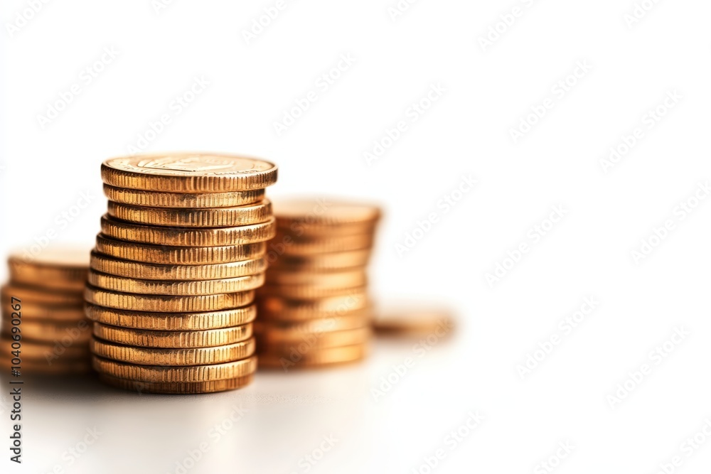 Stack of golden coins with a white isolate background. Stack of golden coins with a white isolate background.
