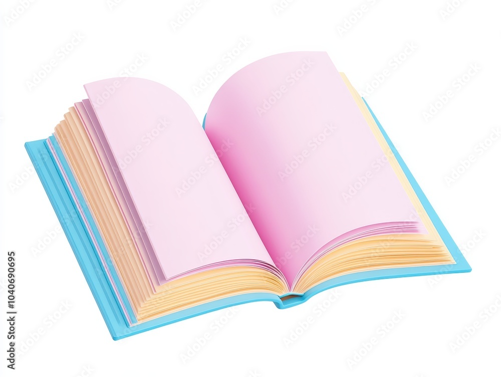 Open book with colorful pages, white isolate background. Open book with colorful pages, white isolate background.