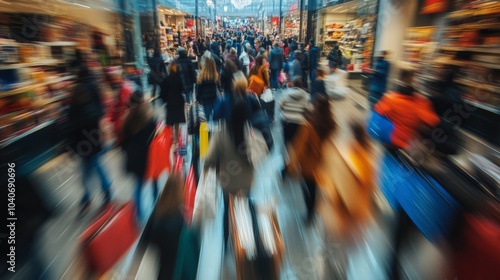 Wallpaper Mural bustling shopping center filled with moving crowds, vibrant lights, and an atmosphere of excitement and activity. Torontodigital.ca