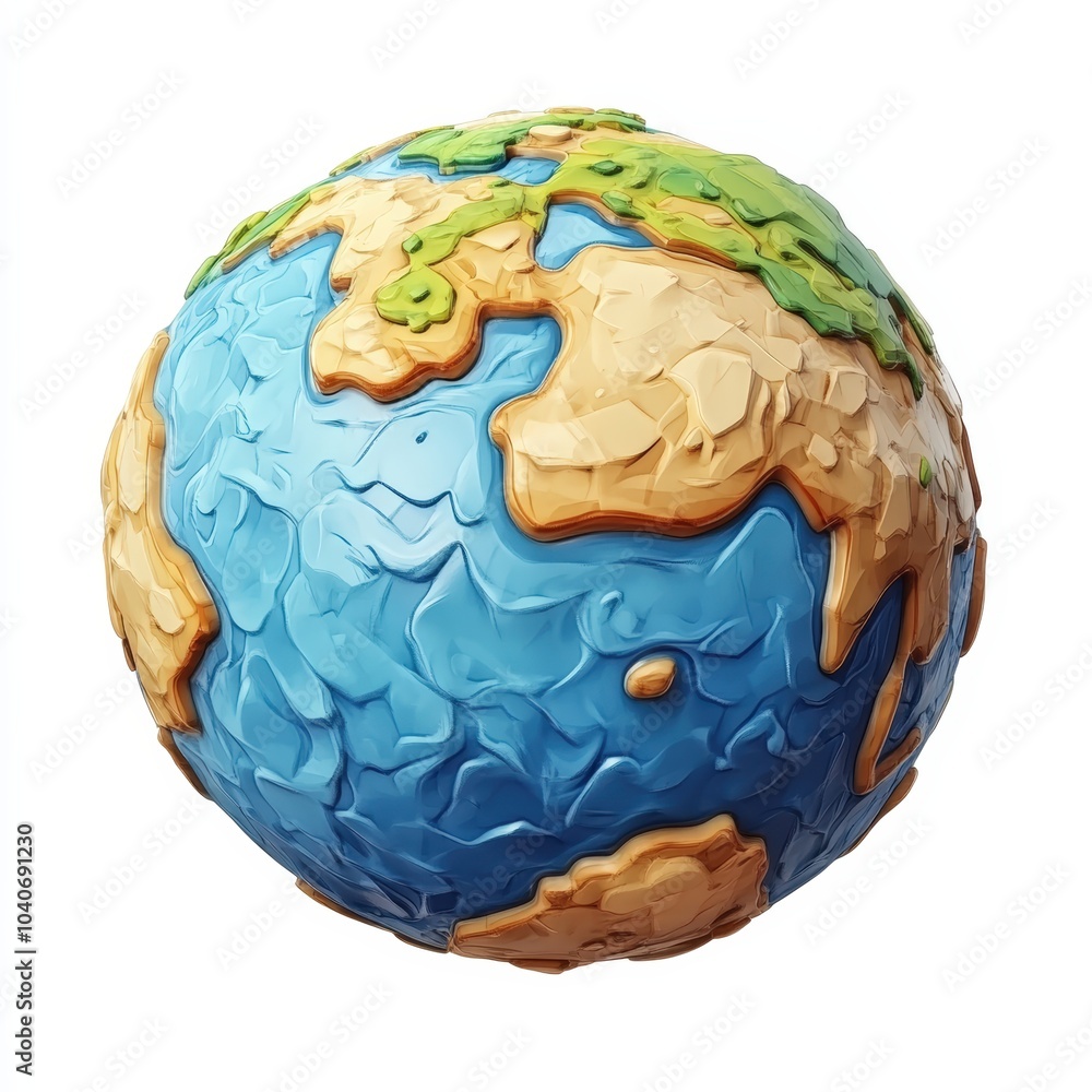 Colorful globe showing continents and oceans, isolated on white background. Colorful globe showing continents and oceans, isolated on white background.