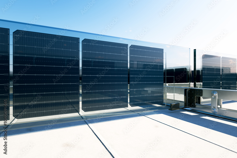 Close-up of bifacial solar panel, showcasing efficient dual-sided energy capture