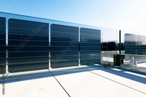 Obraz na płótnie Close-up of bifacial solar panel, showcasing efficient dual-sided energy capture w salonie