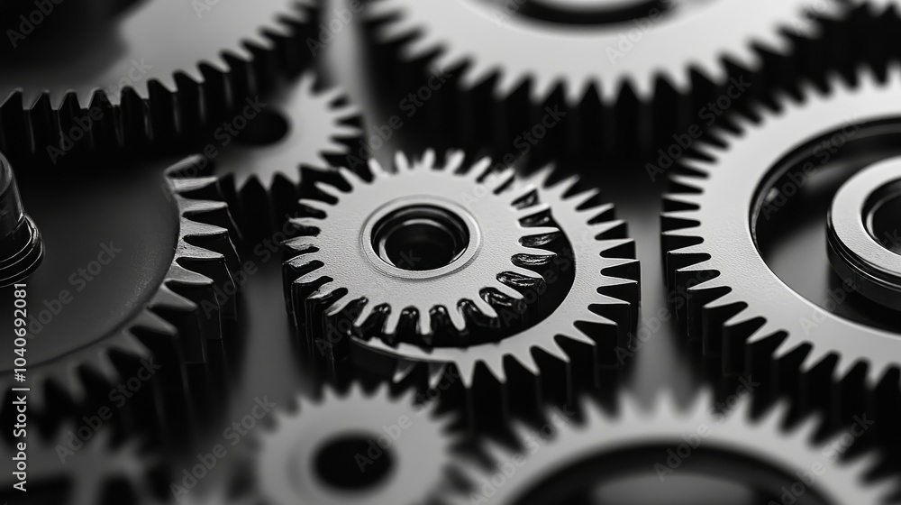 A diverse set of gears interlocking smoothly, Illustrating the efficiency and strength of diverse contributions, minimalist composition A diverse set of gears interlocking smoothly, Illustrating the efficiency and strength of diverse contributions, minimalist composition