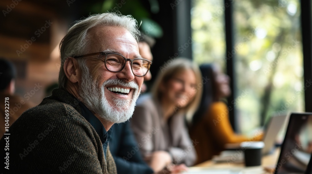 Smiling Senior Man in a Meeting Smiling Senior Man in a Meeting