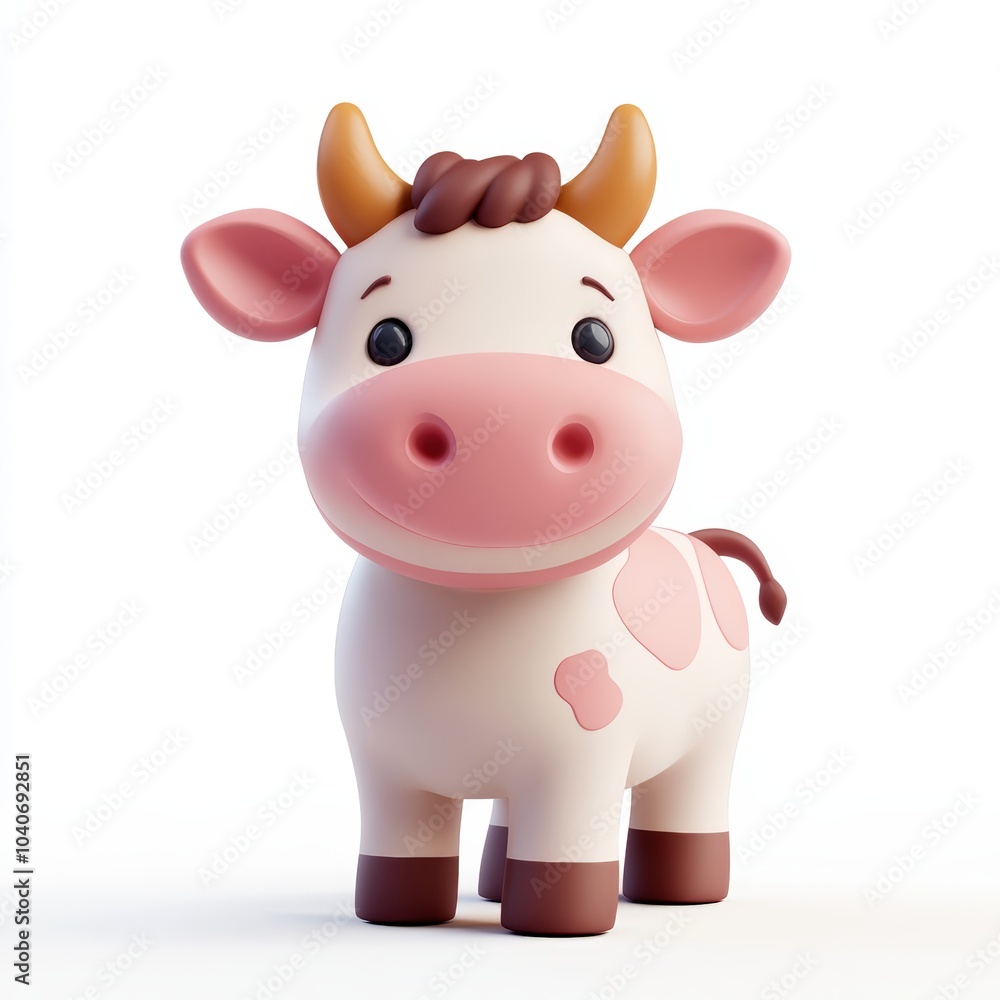 Cute cartoon cow character with a friendly expression, white isolated background. Cute cartoon cow character with a friendly expression, white isolated background.