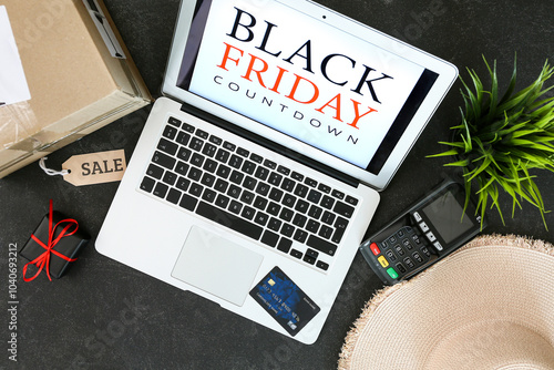 Laptop with text BLACK FRID...