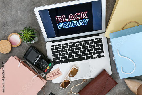 Laptop with text BLACK FRID...