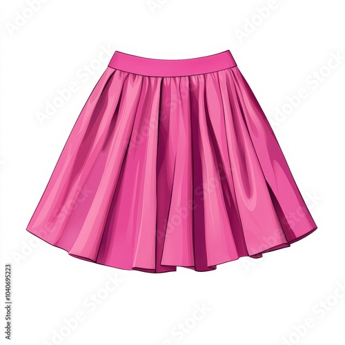 Pink flared skirt design on white isolated background.