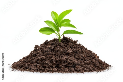 Wallpaper Mural Green plant sprouting from rich soil, isolated on white background. Torontodigital.ca