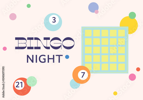 Bingo night. Lottery banner. Gambling, win in bingo games concept. Gaming industry and casino advertising. Vector Illustration
