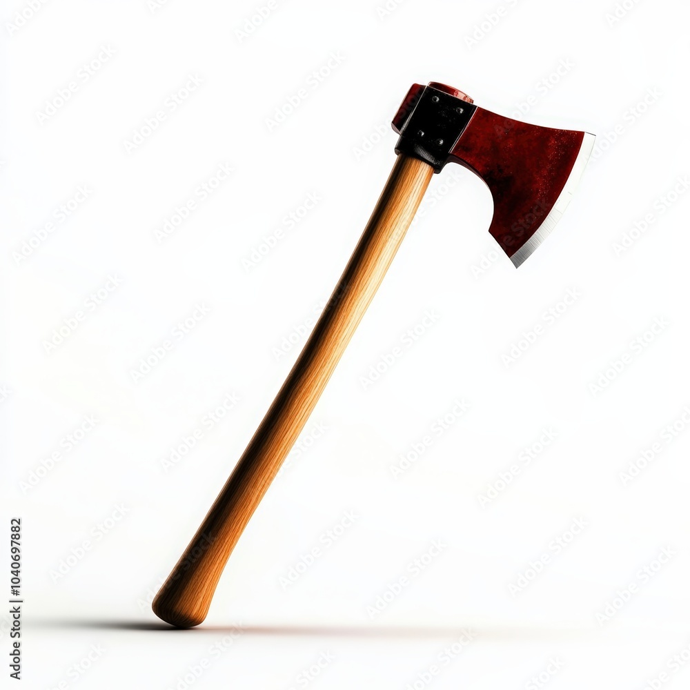 Axe with a wooden handle and sharp blade, white isolated background. Axe with a wooden handle and sharp blade, white isolated background.