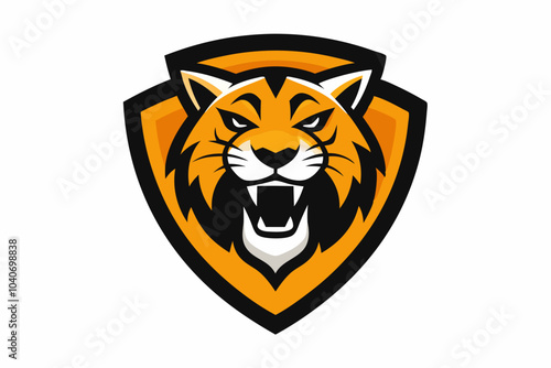 Angry roaring tiger head mascot logo design. tiger logo features a stylized tiger's head within a shield shape. Vector illustration.on white background.