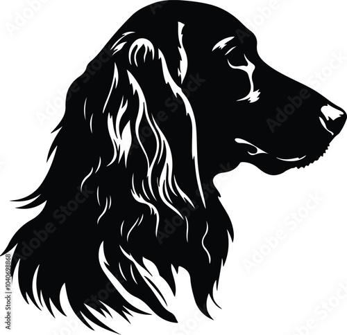 Black silhouette of Irish setter head