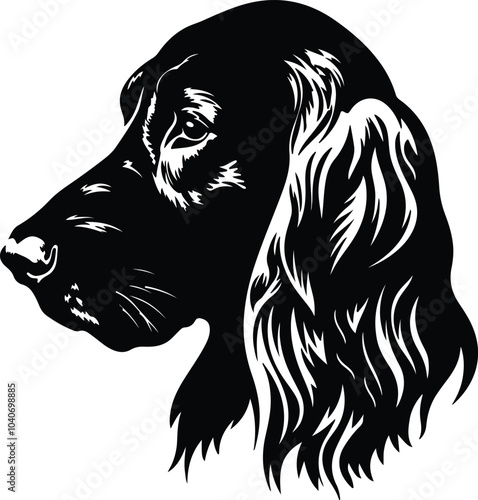 Black silhouette of Irish setter head