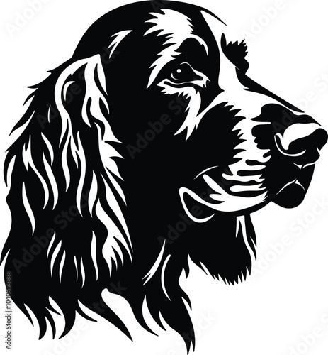 Black silhouette of Irish setter head