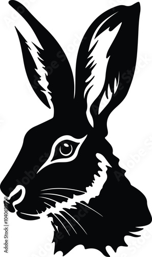Black silhouette of jack rabbit head