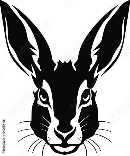 Black silhouette of jack rabbit head