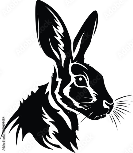 Black silhouette of jack rabbit head
