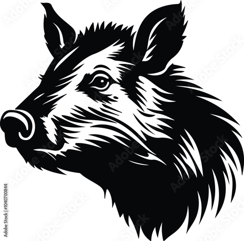 Black silhouette of javelina head