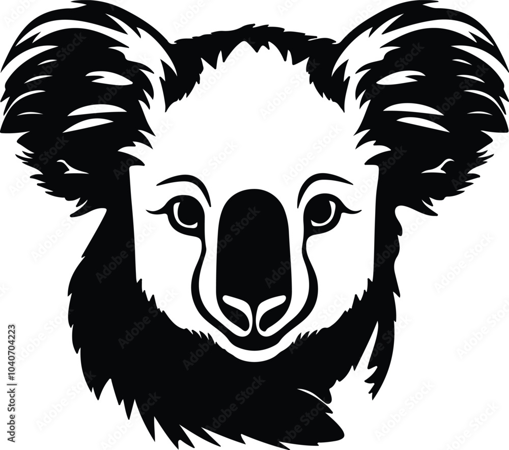 Obraz premium Black silhouette of koala head