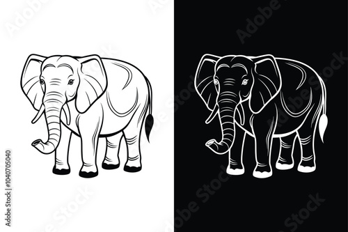 Elephant vector silhouette icons icon set on white background.	