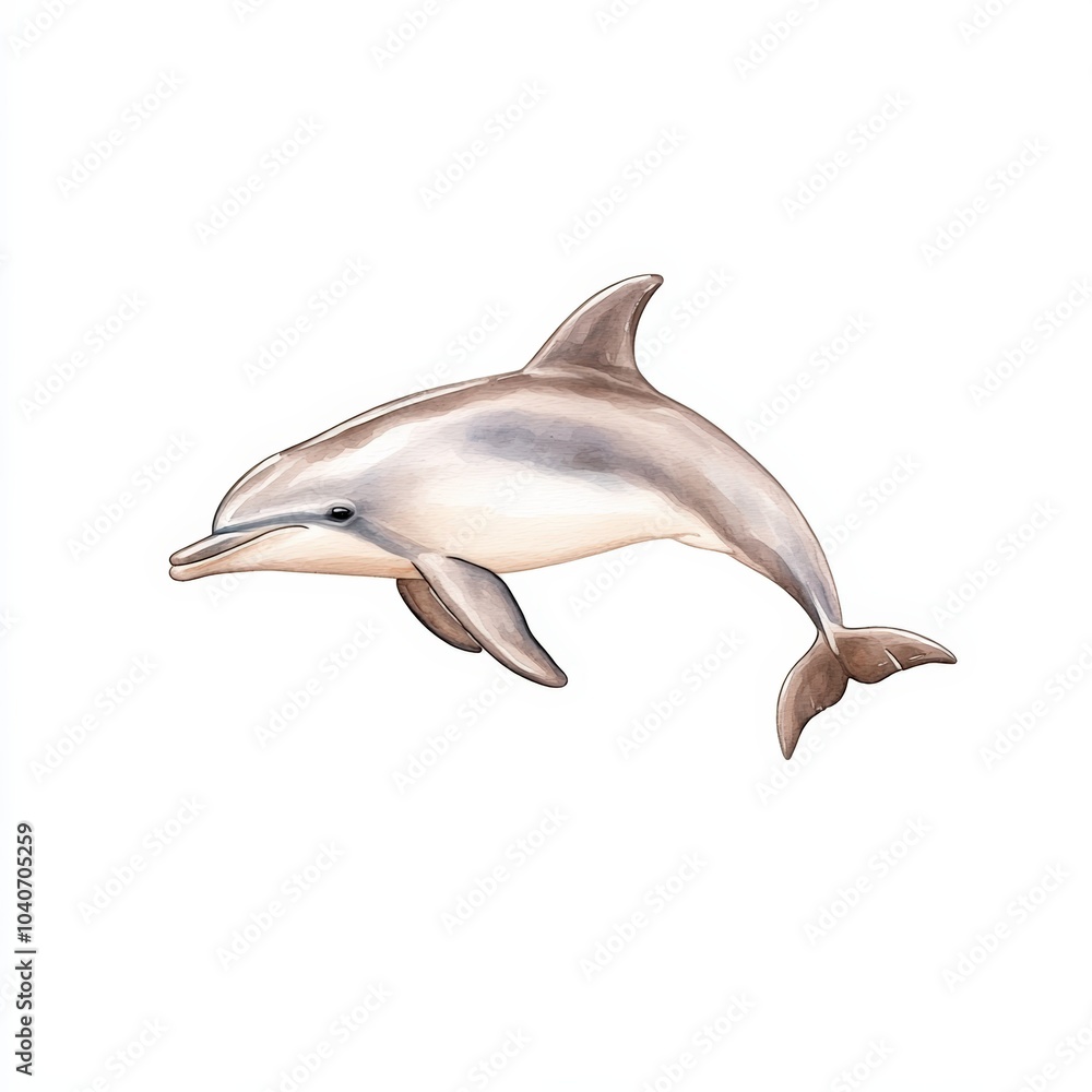 Dolphin illustration, white isolate background