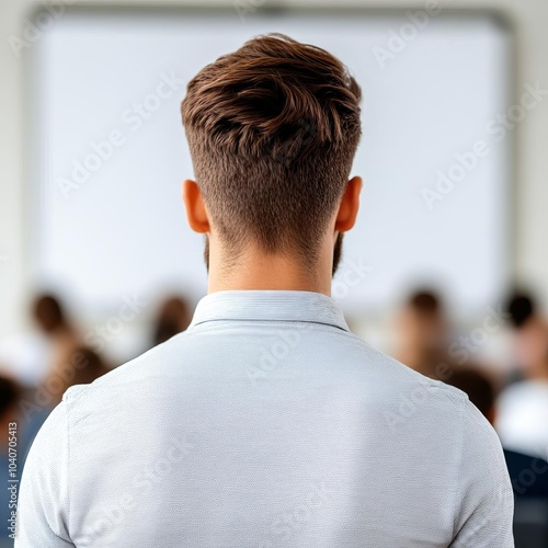 Startup founder attending a pitch competition, ready to present a business idea