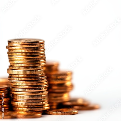 Wallpaper Mural Stacks of coins on a white isolated background. Torontodigital.ca