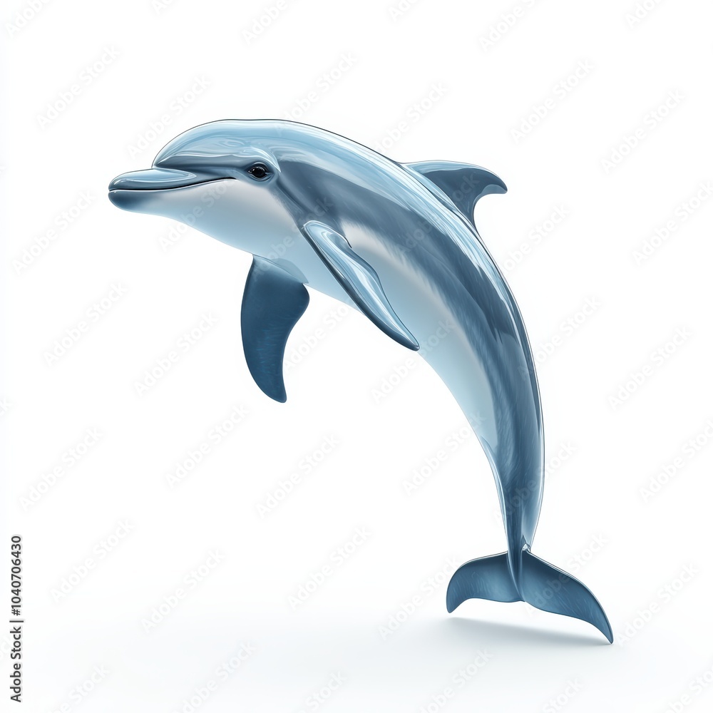 Fototapeta premium Dolphin leaping gracefully, white isolate background