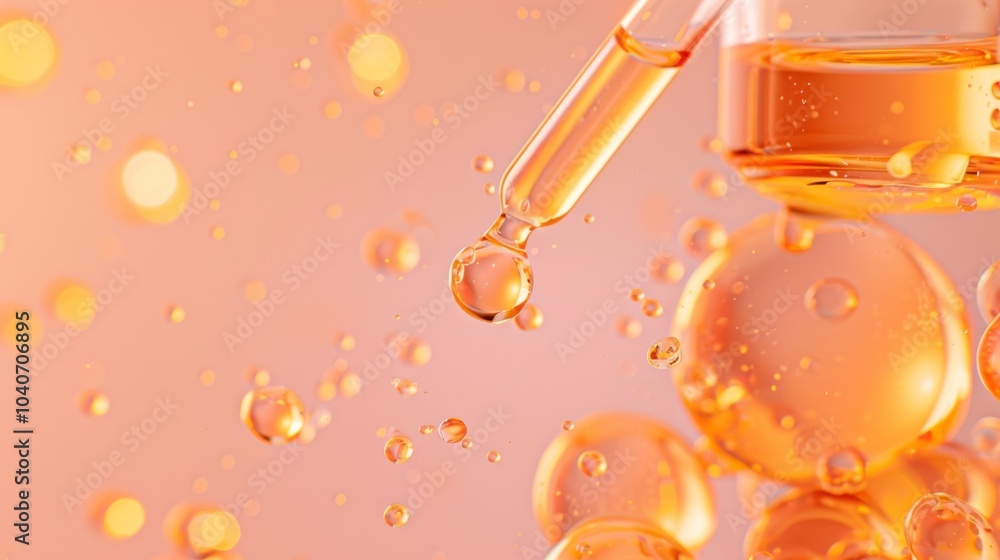 A close-up of an orange liquid in motion, featuring a dropper and bubbles against a soft background, conveying a sense of vitality and energy. A close-up of an orange liquid in motion, featuring a dropper and bubbles against a soft background, conveying a sense of vitality and energy.