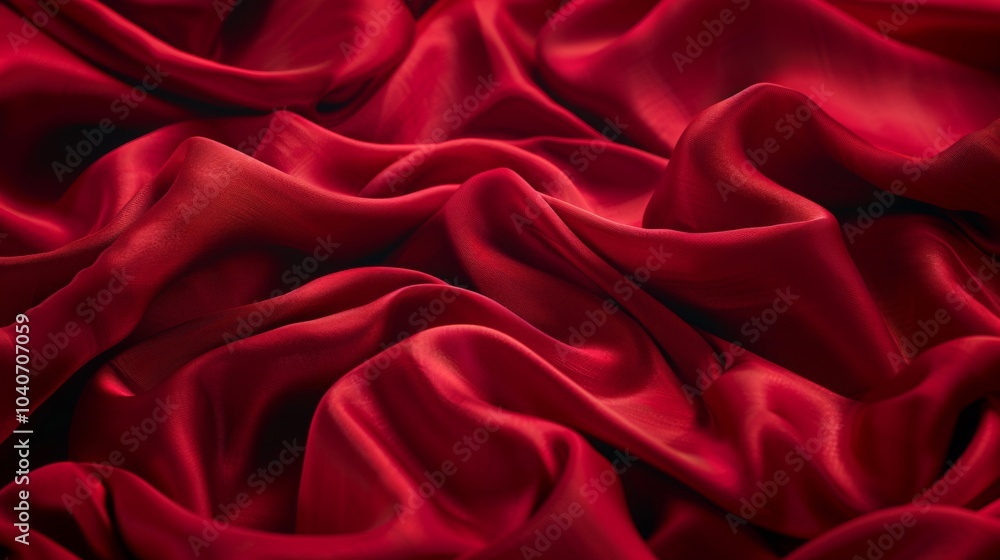 A luxurious red silk fabric capturing graceful folds and shadows, evoking a sense of elegance and warmth, perfect for backgrounds or textile showcases. A luxurious red silk fabric capturing graceful folds and shadows, evoking a sense of elegance and warmth, perfect for backgrounds or textile showcases.