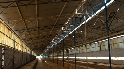 Empty old market stands outdoor. An old market stands on abandoned place in the day light.