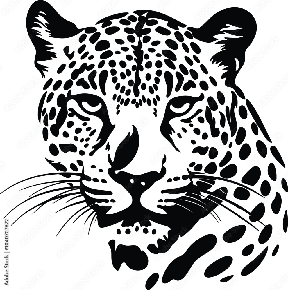 Obraz premium Black silhouette of leopard head
